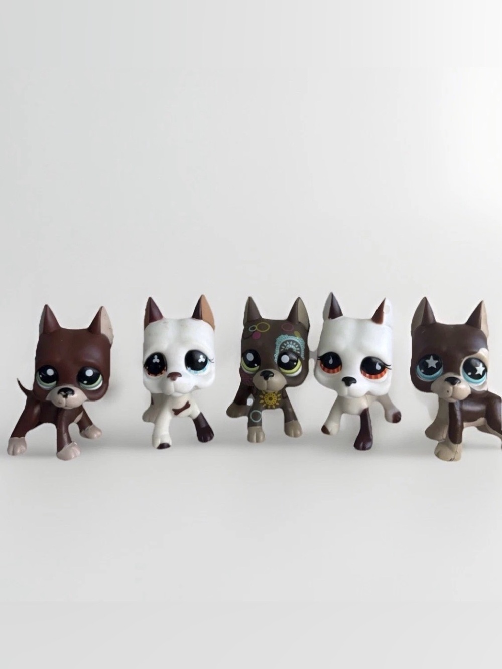 Littlest Pet Shop Brown, White & Tan Boston Terrier Figures - Set of 5 (SOLD)
